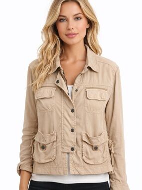 Marrakech WMN XS CHIC Beige Cupro Lightweight Jacket Button Drawstring Utility